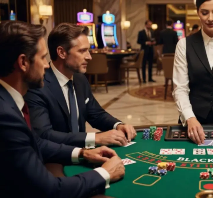 Stół blackjack w trakcie eventu kasynowego zorganizowanego przez Toppl Event