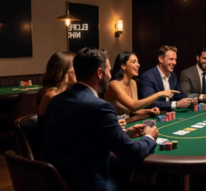 Stół pokerowy podczas eleganckiego wieczoru kasynowego zorganizowanego przez Toppl Event