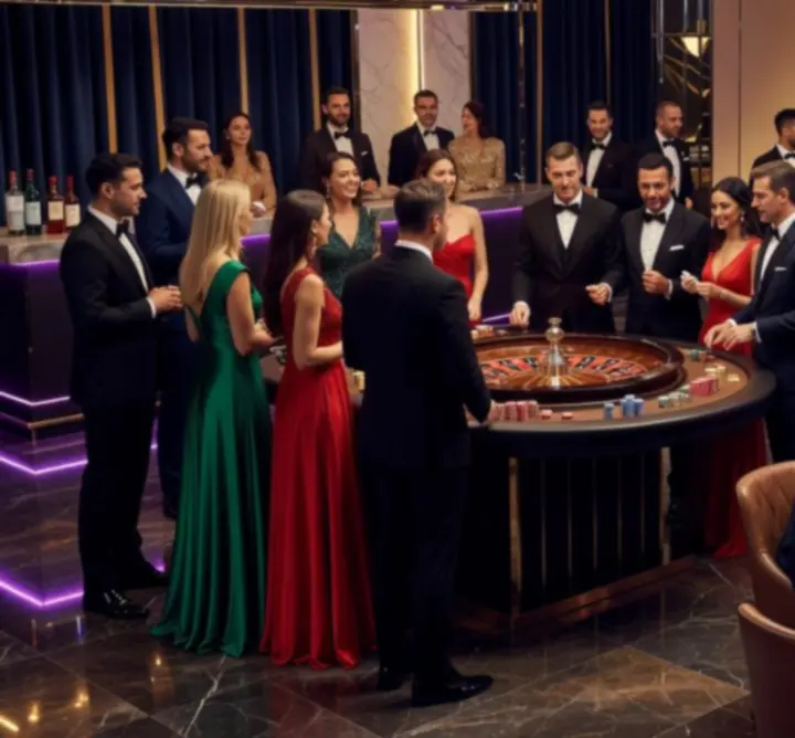 Stół pokerowy podczas eleganckiego wieczoru kasynowego