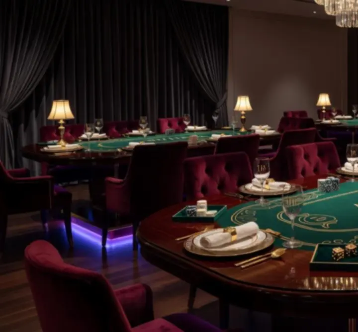 Personalizowane dekoracje eventu kasynowego z brandingiem Toppl Event